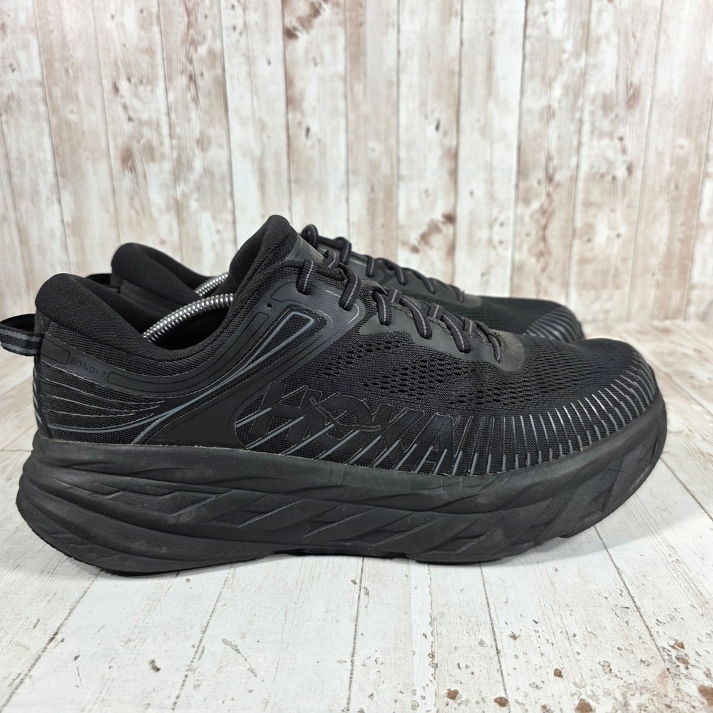 Hoka One One Bondi 7 Mens Running Shoes Black Black 1110518 BBLC Size 13